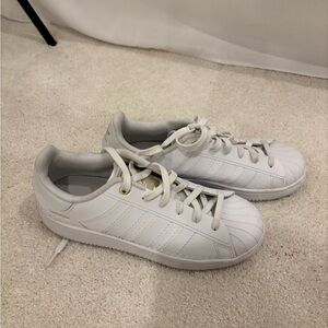 Adidas White Superstars with Gold Accents